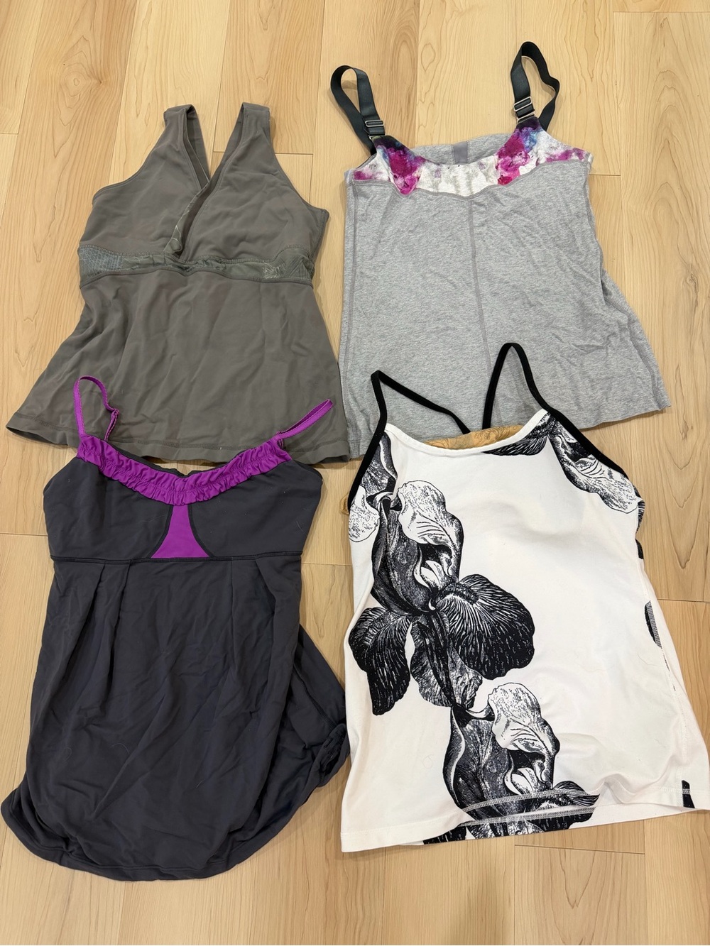 lululemon athletica Tank Top Lot - Gray, Black, White, Purple Accents